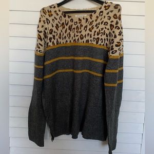 BeachLunchLounge Long Sleeve Cheetah/Stripped Sweater. Size L. Never Worn.